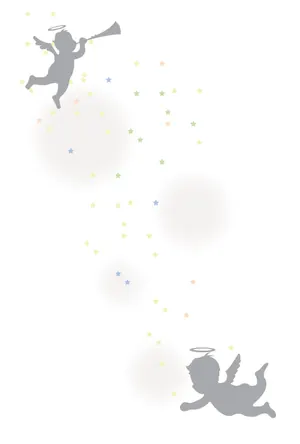 縦書き・天使柄デザインの喪中はがき背景画像（文字なし）