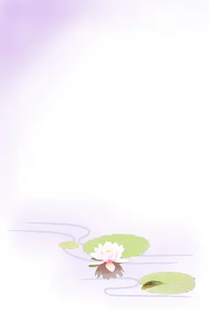 縦書き・蓮華デザイン（1）の喪中はがき背景画像（文字なし）