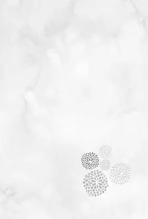 縦書き・モノクロ(白黒)水彩画デザイン花模様の喪中はがき背景画像(文字なし)