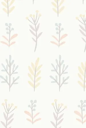 縦書き・草木柄デザインの喪中はがき背景画像(文字なし)