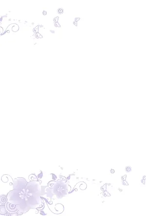 縦書き・花と蝶々柄デザインの喪中はがき背景画像(文字なし)