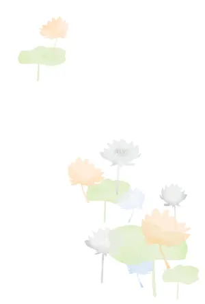 縦書き・蓮華デザイン（2）の喪中はがき背景画像（文字なし）