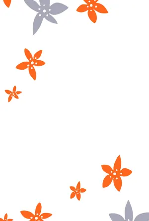 縦書き・かわいい花柄デザイン（2）の喪中はがき背景画像（文字なし）