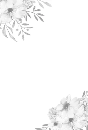縦書き・お洒落な花柄モノクロ（白黒）デザインの喪中はがき背景画像（文字なし）