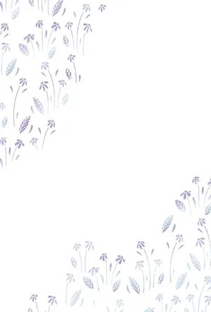 縦書き・紫の花柄デザインの喪中はがき背景画像（文字なし）