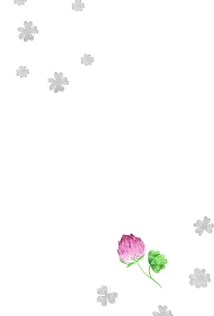 縦書き・クローバー柄デザインの喪中はがき背景画像（文字なし）