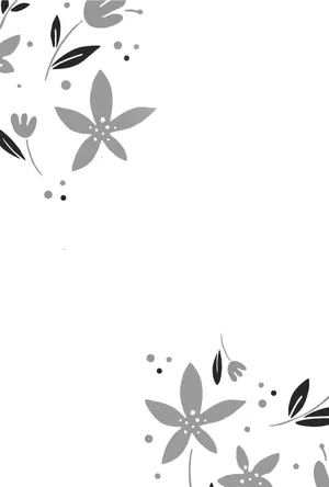 縦書き・オシャレな花柄モノクロ（白黒）デザイン（2）の喪中はがき背景画像（文字なし）