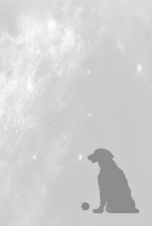 縦書き・犬のシルエットデザインの喪中はがき背景画像（文字なし）