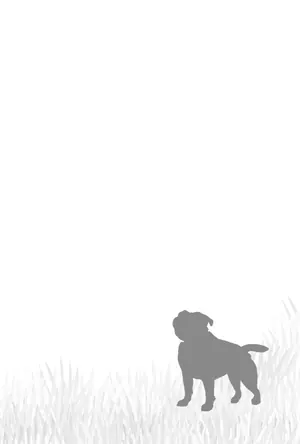 縦書き・草原にたたずむパグのシルエットデザインの喪中はがき背景画像（文字なし）