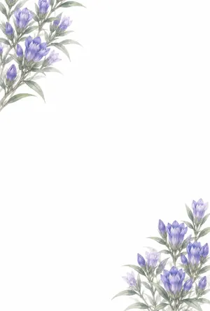 縦書き・竜胆（りんどう）柄デザインの喪中はがき背景画像（文字なし）