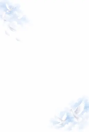 縦書き・空へ飛び立つ白い鳩のデザインの喪中はがき背景画像（文字なし）