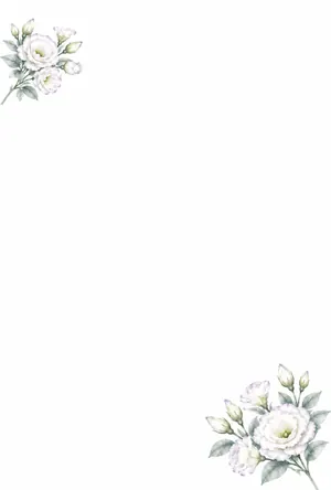 縦書き・白いトルコキキョウの水彩デザインの喪中はがき背景画像（文字なし）