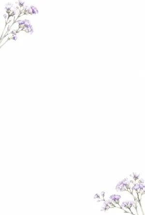 縦書き・スターチスの年賀状じまいデザインの喪中はがき背景画像（文字なし）
