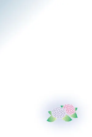 縦書き・あじさい柄デザインの喪中はがき背景画像(文字なし)
