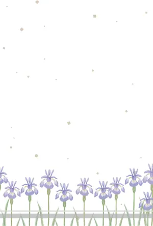縦書き・すみれ柄デザイン(2)の喪中はがき背景画像(文字なし)