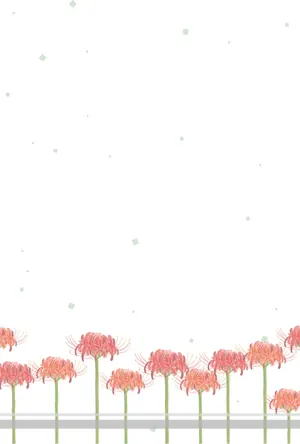 縦書き・彼岸花柄デザインの喪中はがき背景画像(文字なし)