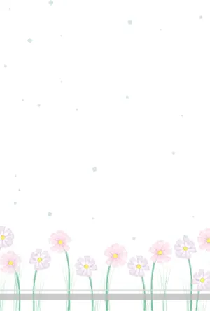 縦書き・かすみ草柄デザインの喪中はがき背景画像(文字なし)
