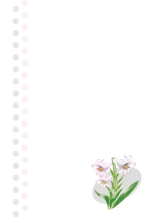 縦書き・百合の花柄デザイン(1)の喪中はがき背景画像(文字なし)