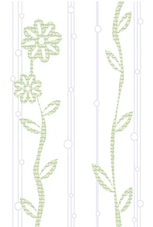 縦書き・竹柄花模様デザインの喪中はがき背景画像(文字なし)