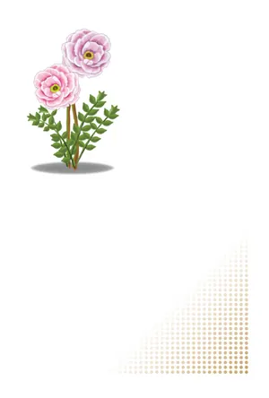 縦書き・牡丹(ぼたん)柄デザインの喪中はがき背景画像(文字なし)