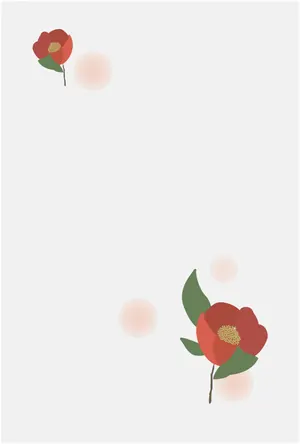 縦書き・椿柄デザイン(2)の喪中はがき背景画像(文字なし)