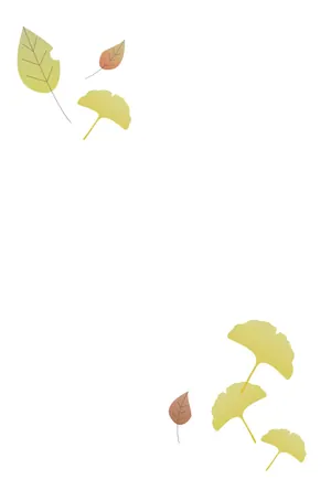 縦書き・イチョウ柄デザインの喪中はがき背景画像(文字なし)