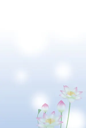 横書き・蓮柄デザイン(3)の喪中はがき背景画像(文字なし)