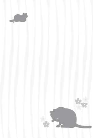 横書き・猫柄のデザインの喪中はがき背景画像（文字なし）