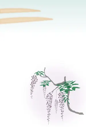 横書き・藤の花柄デザインの喪中はがき背景画像（文字なし）