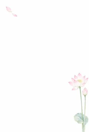 横書き・蓮の花の水彩デザインの喪中はがき背景画像（文字なし）