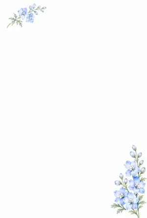 横書き・デルフィニウムのおしゃれデザインの喪中はがき背景画像（文字なし）