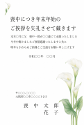 横書き・白いカラーの水彩デザインの喪中はがきテンプレート